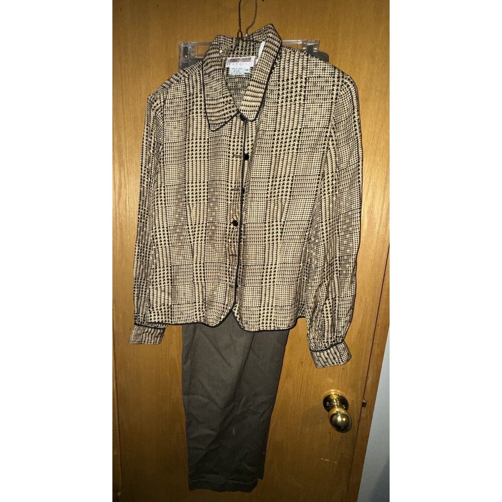 Maggy London Blouse 100% Silk Long Sleeve Button-Up Vintage SZ 14 & Dress Pants